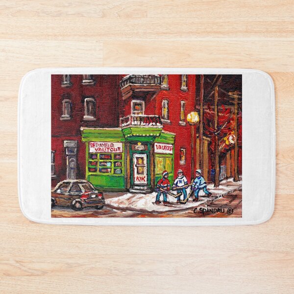 Item preview, NIGHT SCENE STREET HOCKEY GAME MONTREAL BOYS PALYING NEAR DEPANNEUR VAUTOUR  designed and sold by Carole  Spandau.