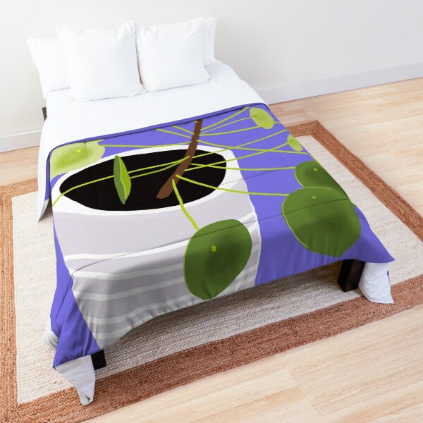 Pilea on Purple Comforter