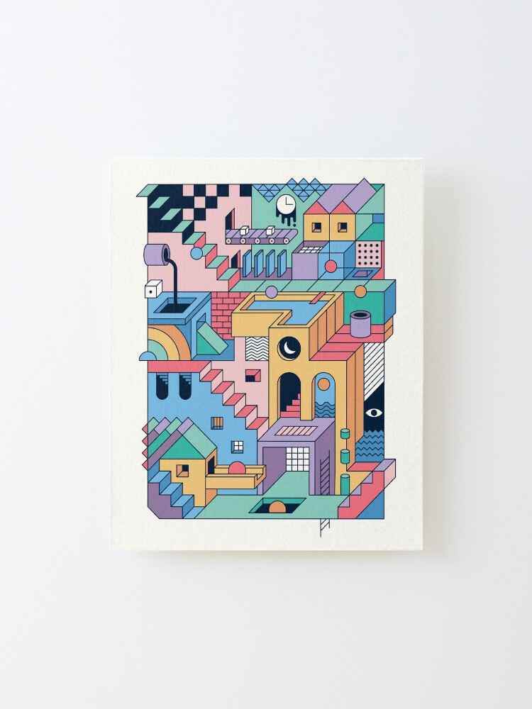 Alternate view of 80's Escher Mounted Print