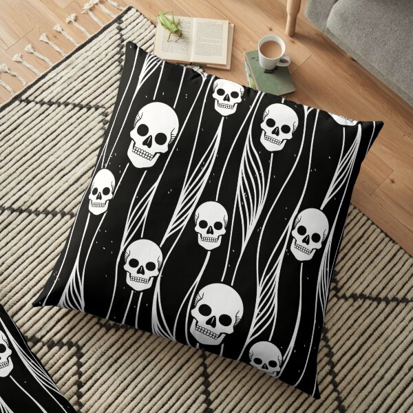 Skull Pattern • Black And White • Floor Pillow