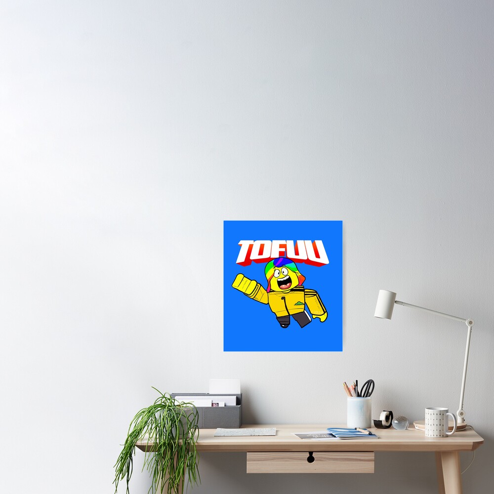 Flying Tofuu Character With Logo Poster By Tubers Redbubble - tofuu roblox logo