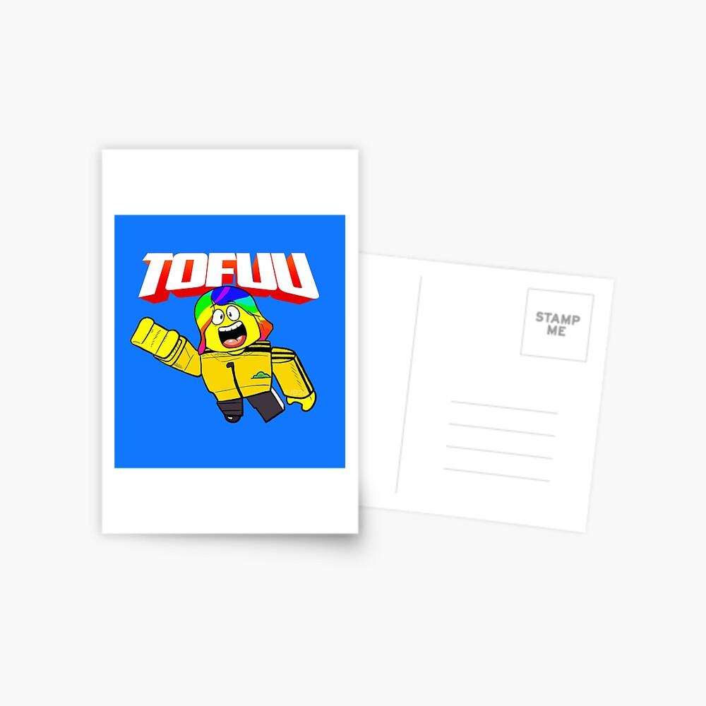 Flying Tofuu Character With Logo Postcard By Tubers Redbubble - roblox tofuu logo