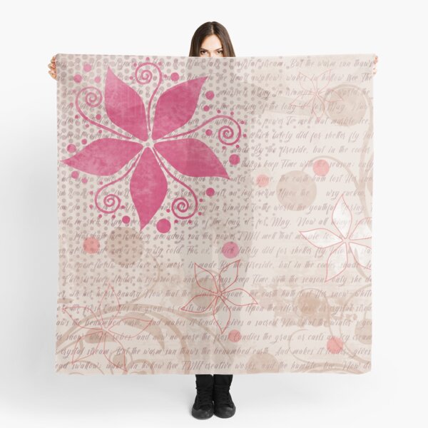 Floral Pattern in Pink and Light Tan Scarf