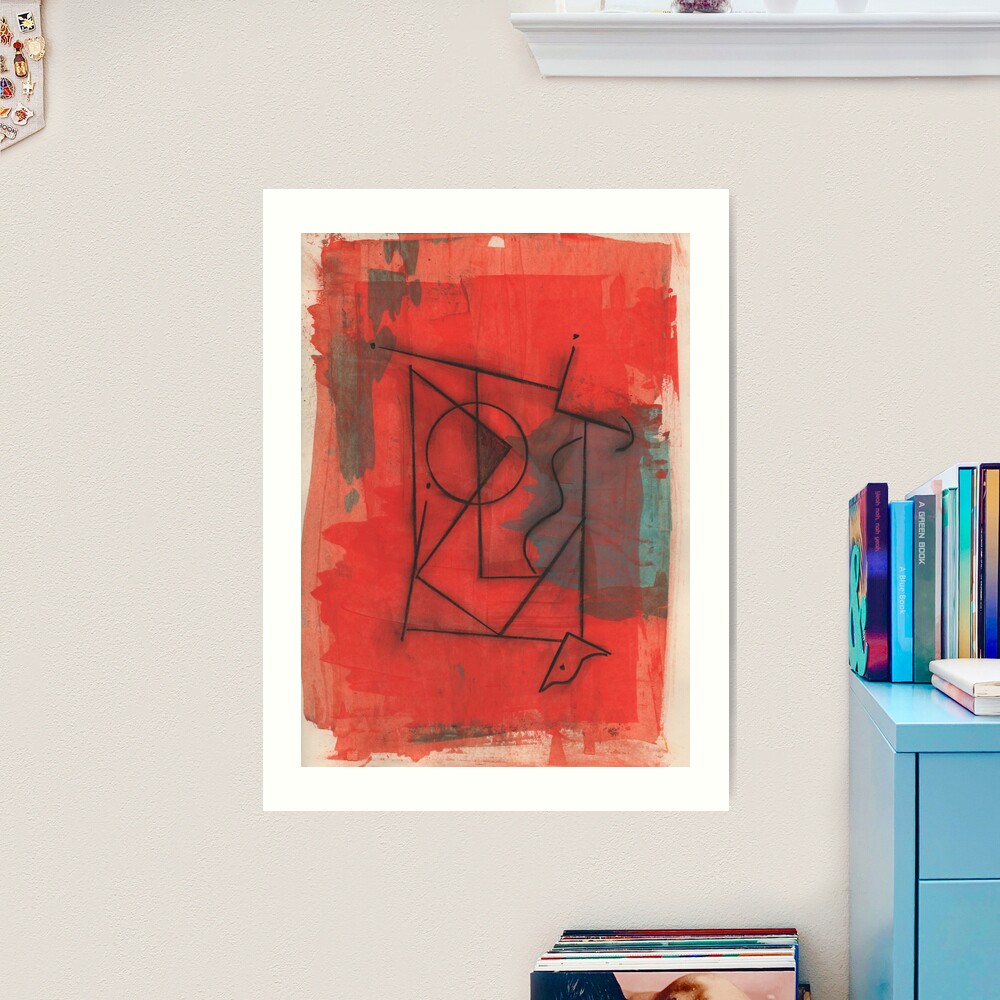 Artifact in Red by Claude S. | Acrylic and Ink on Paper | Modern Dada | Emotional Surrealism Art Print