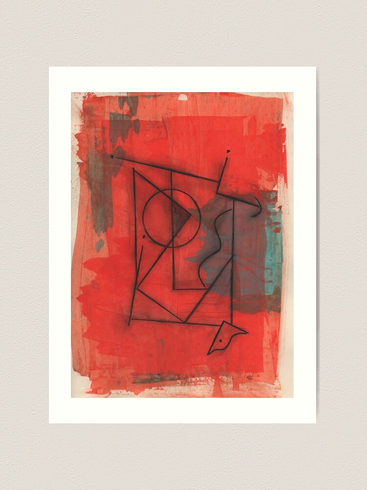 Alternate view of Artifact in Red by Claude S. | Acrylic and Ink on Paper | Modern Dada | Emotional Surrealism Art Print