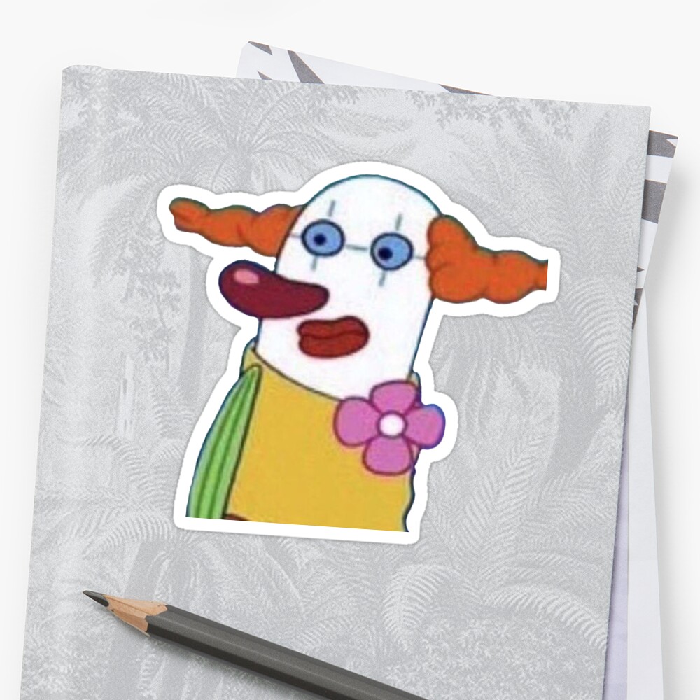 Spongebob Clown Meme Sticker By Sophielou4 Redbubble