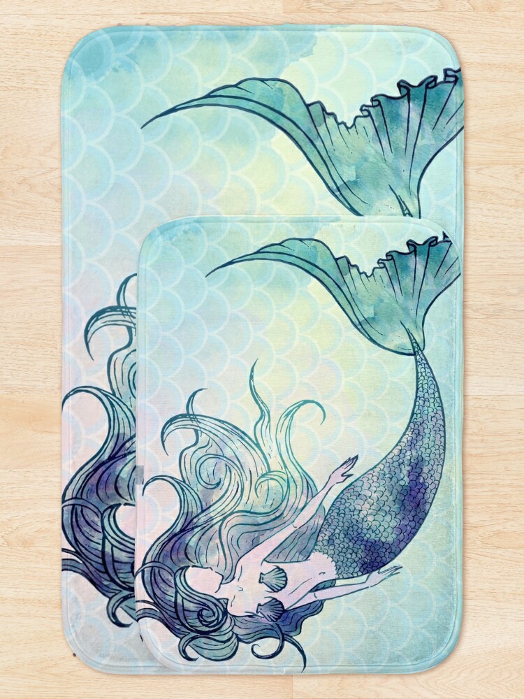 Alternate view of Watercolor Mermaid Bath Mat