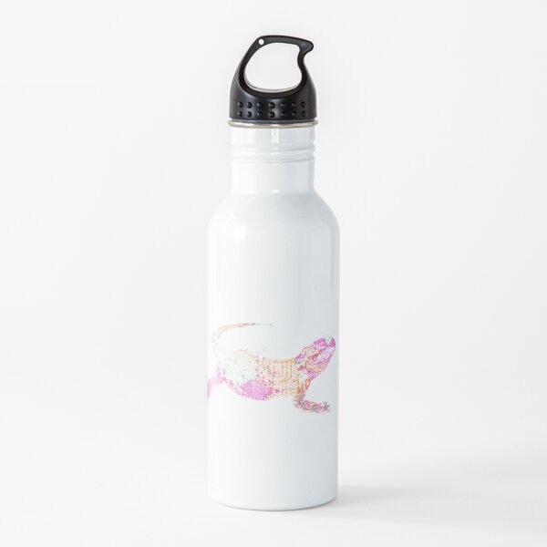 Bearded Dragon Silhouette Painted Ink Pink Orange Reptile Lizard Water Bottle