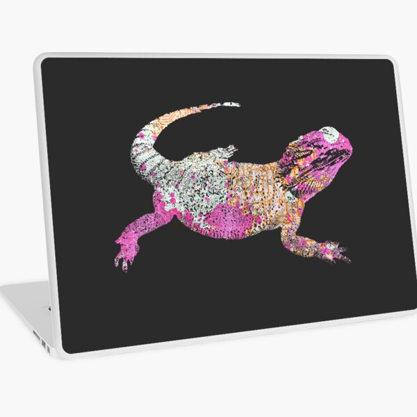 Bearded Dragon Silhouette Painted Ink Pink Orange Reptile Lizard  Laptop Skin
