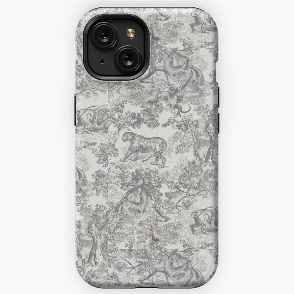 Phone Case - Soft Blue Toile with Chinoiserie Monogram –