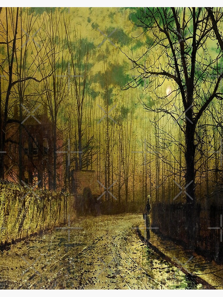 Figure on a moonlit lane-John Atkinson Grimshaw" Art Board Print ...