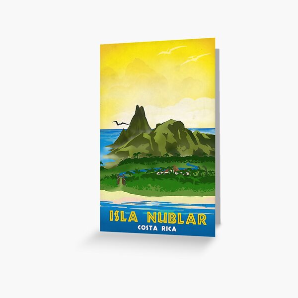 Isla Nublar - Retro Jurassic Park Travel Poster Greeting Card