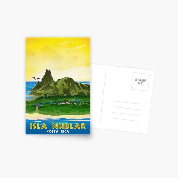 Isla Nublar - Retro Jurassic Park Travel Poster Postcard