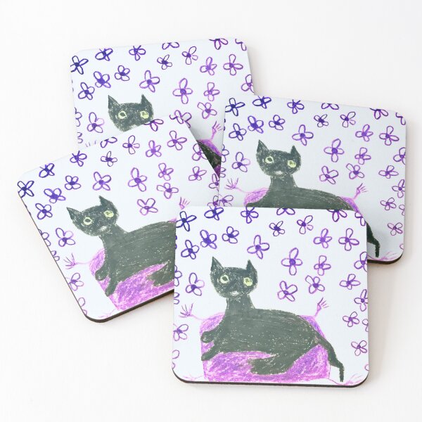 Item preview, Black Cat in pink an purple  designed and sold by Tonyasartprints.