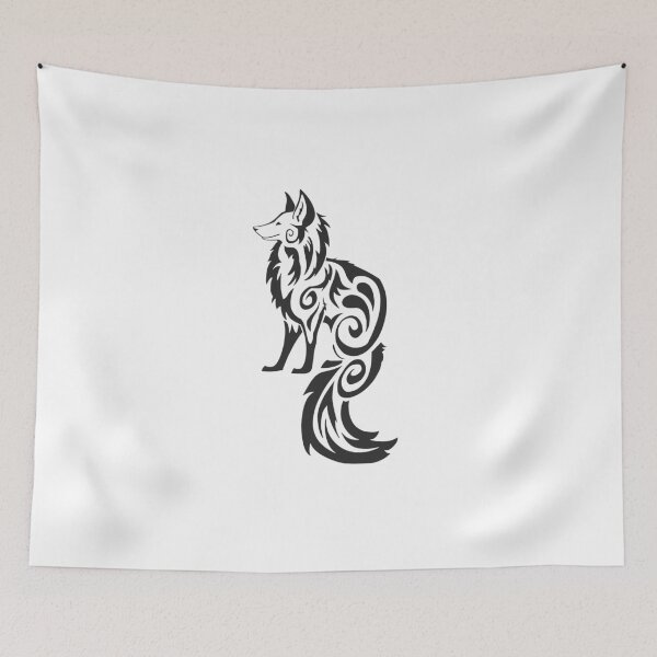 Item preview, black and white tribal fox  designed and sold by sami123456.
