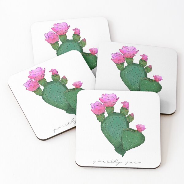Item preview, Prickly Pair Pink Flowering Cactus Watercolor Illustration designed and sold by laurenthimmesch.