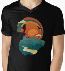Camiseta para hombre de cuello en v Borde del acantilado