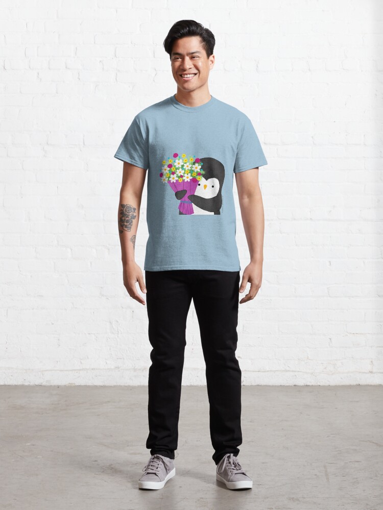Alternate view of Penguin with Flowers Classic T-Shirt