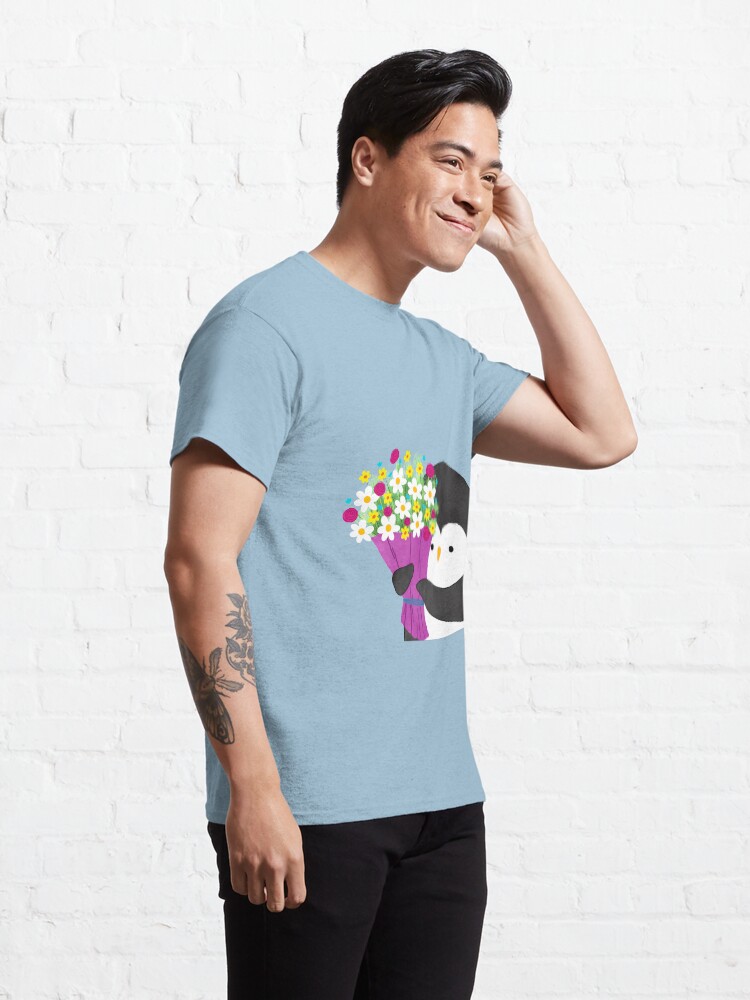 Alternate view of Penguin with Flowers Classic T-Shirt