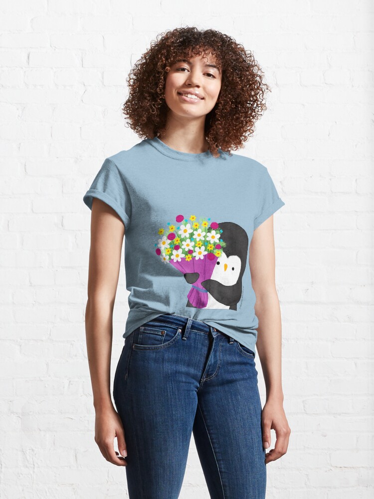Alternate view of Penguin with Flowers Classic T-Shirt