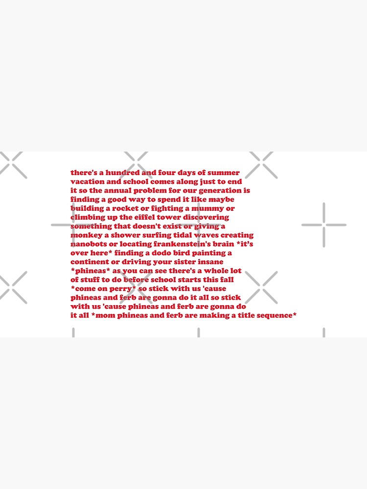 "Phineas and Ferb Lyrics" Art Print for Sale by melkin05 Redbubble