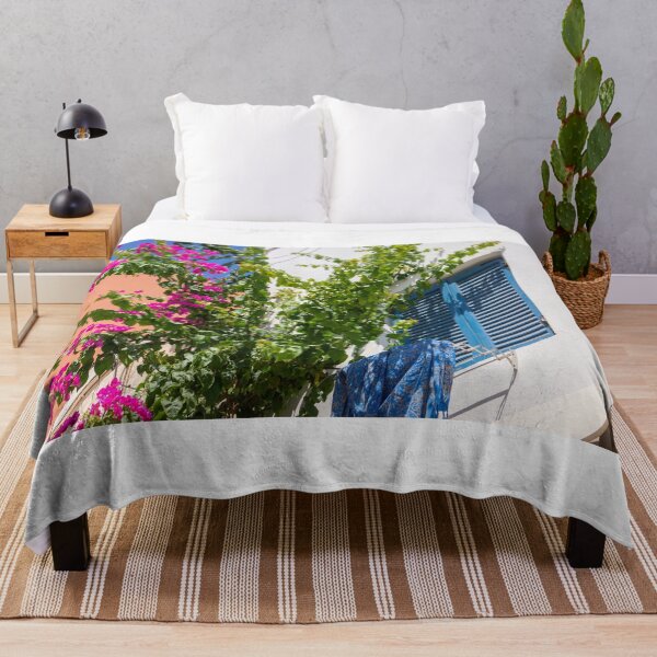 Item preview, Pink bougainvillea climber and blue shutters in Greece. designed and sold by Anne Scantlebury.