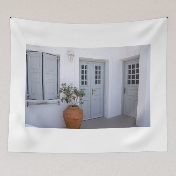 Item preview, Two blue doors and shutters in Greek house. designed and sold by Anne Scantlebury.
