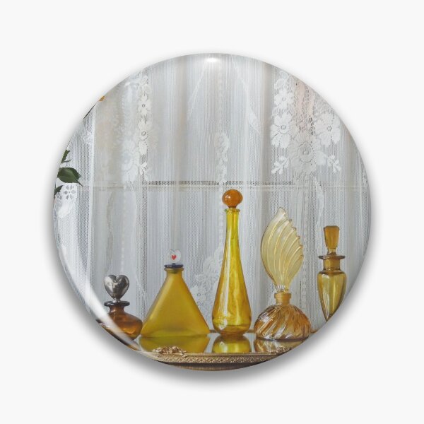 Item preview, Still Life Vintage Yellow Perfume Bottles designed and sold by ginawaltersdorf.