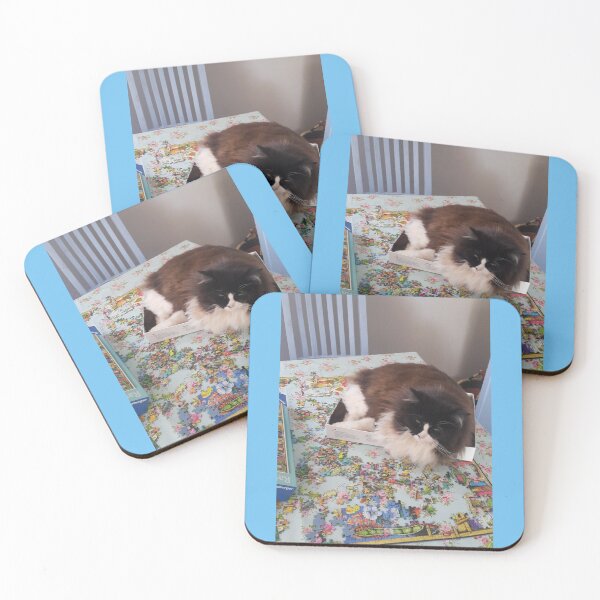 Item preview, Tuxedo Cat Funny "Thanks for the Convenient Jijsaw Puzzle Box!" cats in boxes designed and sold by Sarah  Rajkotwala.
