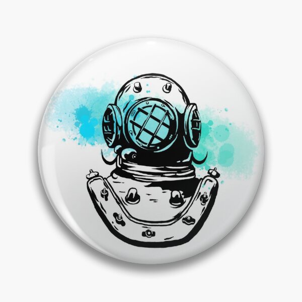 Item preview, Old-fashioned diver helmet with teal paint splatter designed and sold by ArtyEngineer.