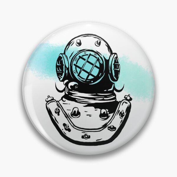Item preview, Old-fashioned diver helmet with blue-green water color designed and sold by ArtyEngineer.