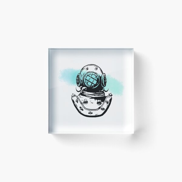 Item preview, Old-fashioned diver helmet with blue-green water color designed and sold by ArtyEngineer.