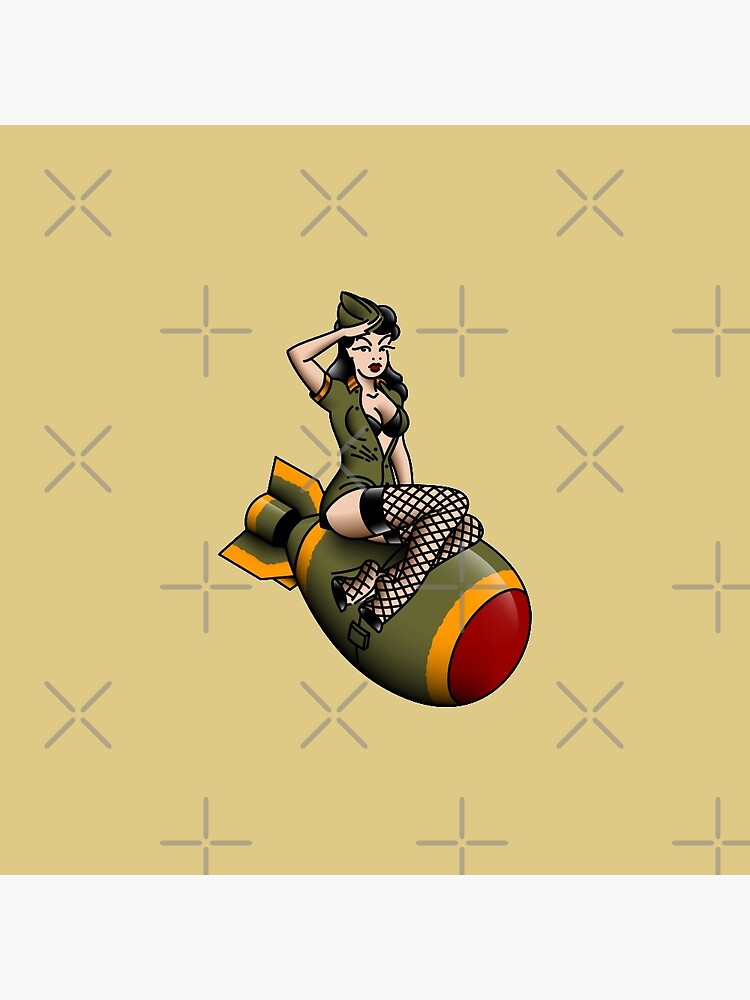 Disover Salty-Dog American Traditional Patriotic Atomic Bomb Belle Pin-up Girl Pin Button