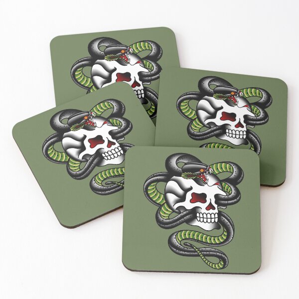 Item preview, Salty-Dog American Traditional Serpent Skull designed and sold by salty-dog.
