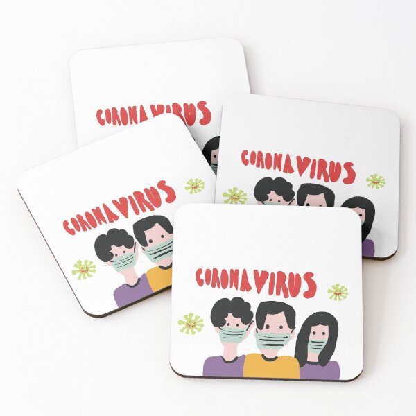 Item preview, People wearing masks protecting from corona virus, corvid -19.  designed and sold by AniaPatterns.