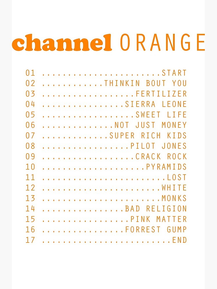 Channel Orange Songs Postcard for Sale by EuphoricRice