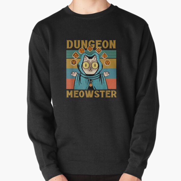 Dungeon Meowster Funny Nerdy-Gamer Cat-D20 Dice RPG Pullover Sweatshirt