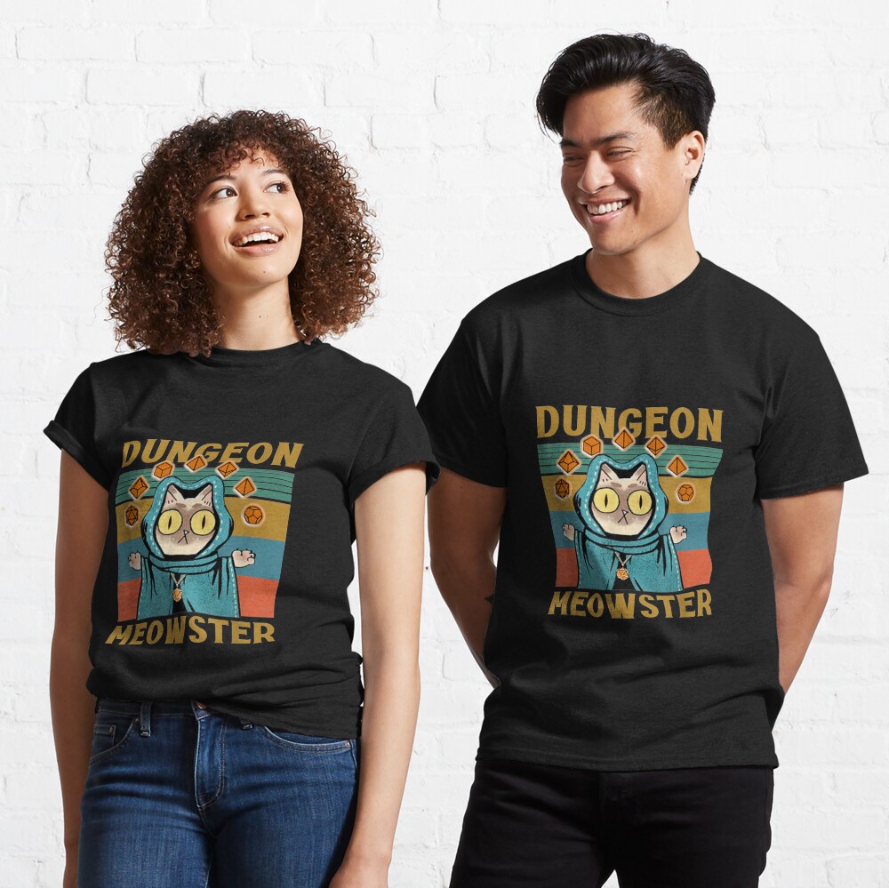 Dungeon Meowster Funny Nerdy-Gamer Cat-D20 Dice RPG Classic T-Shirt