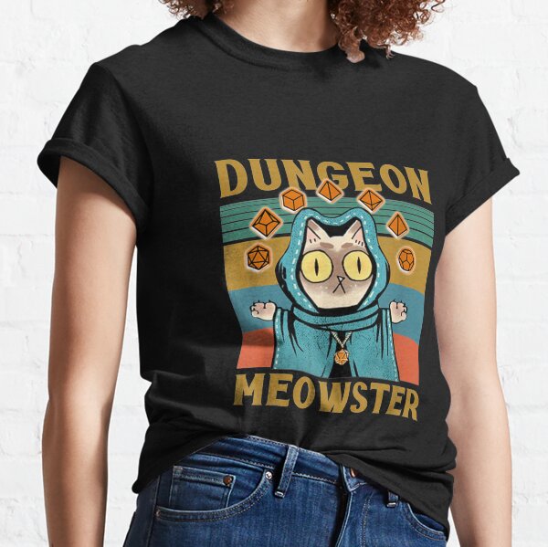 Dungeon Meowster Funny Nerdy-Gamer Cat-D20 Dice RPG Classic T-Shirt