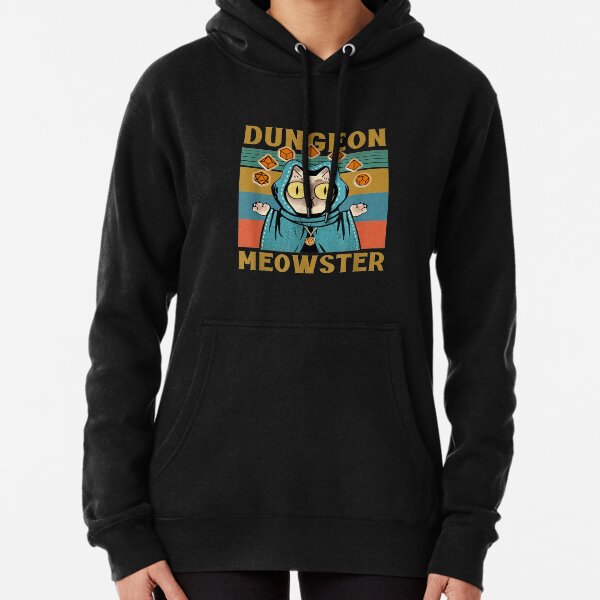 Dungeon Meowster Funny Nerdy-Gamer Cat-D20 Dice RPG Pullover Hoodie