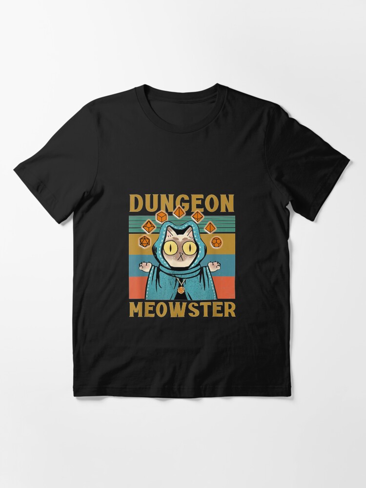 Alternate view of Dungeon Meowster Funny Nerdy-Gamer Cat-D20 Dice RPG Essential T-Shirt