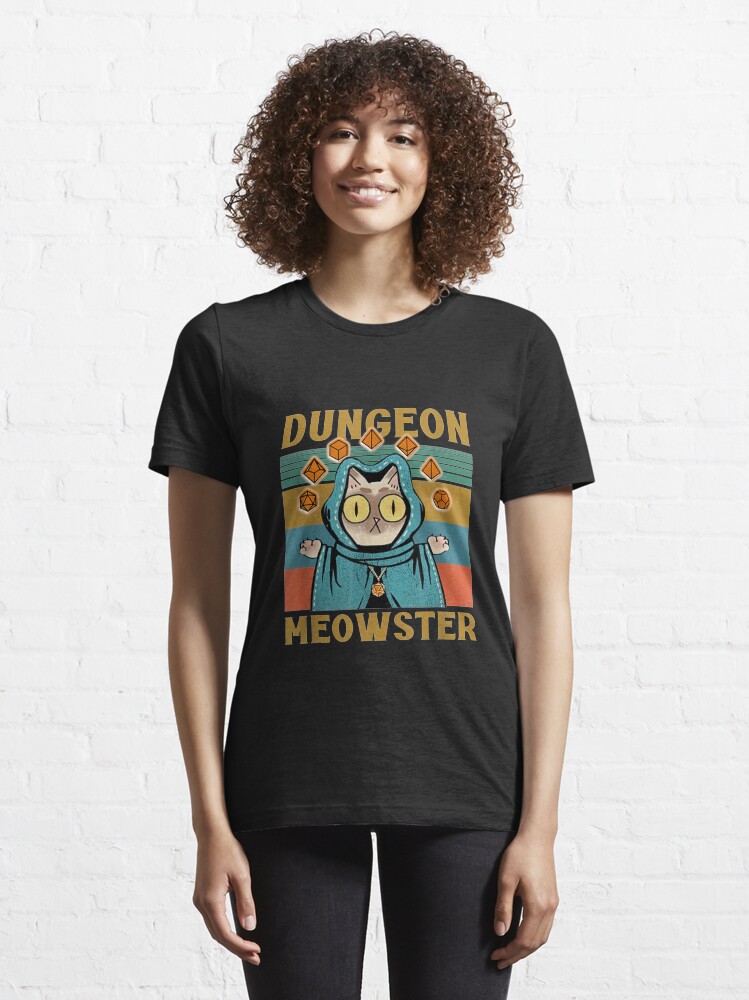 Alternate view of Dungeon Meowster Funny Nerdy-Gamer Cat-D20 Dice RPG Essential T-Shirt