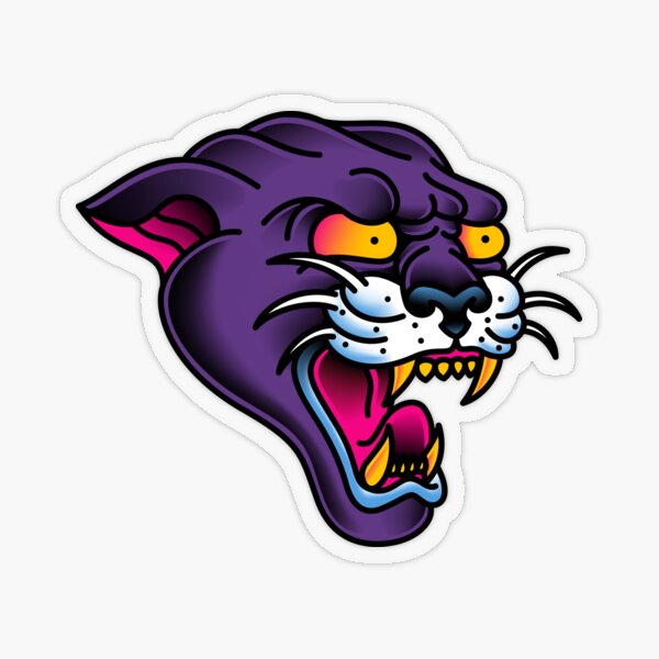Salty-Dog2 American Traditional Panther Head Transparent Sticker