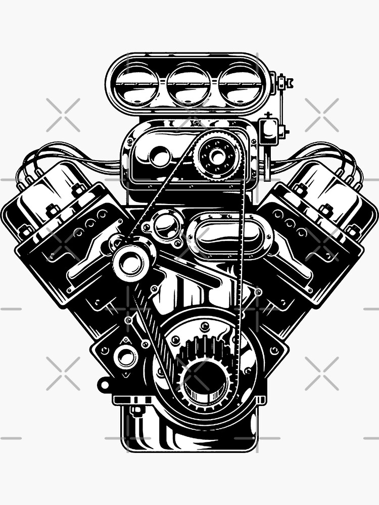 "V8 Supercharged Engine" Sticker by keithlow1998 Redbubble
