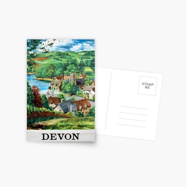 Item preview, Devon vintage travel poster designed and sold by stickart-marek.