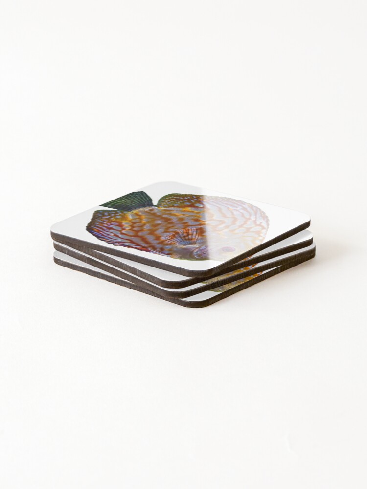 Thumbnail 4 of 5, Coasters (Set of 4), Turquoise Discus Fish designed and sold by cooolcontent.