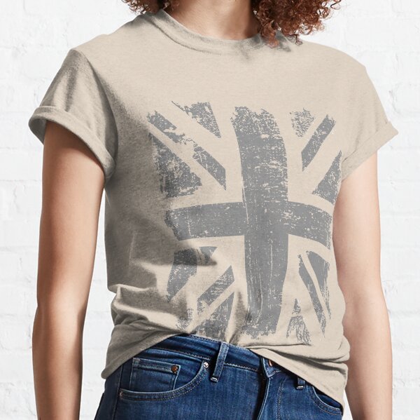 British Flag Union Jack Distressed UK Grey Punk Classic T-Shirt