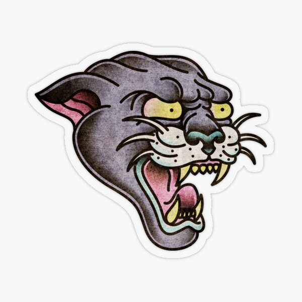 Salty-Dog2 American Traditional Panther Head Transparent Sticker