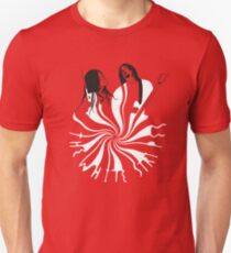 Candy Cane Children (on red) Unisex T-Shirt