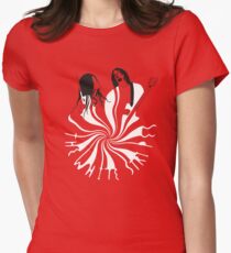 Candy Cane Children (on red) Women's Fitted T-Shirt